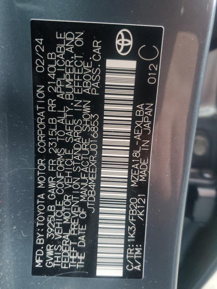 2024 TOYOTA COROLLA LE VIN:JTDB4MEEXRJ016853