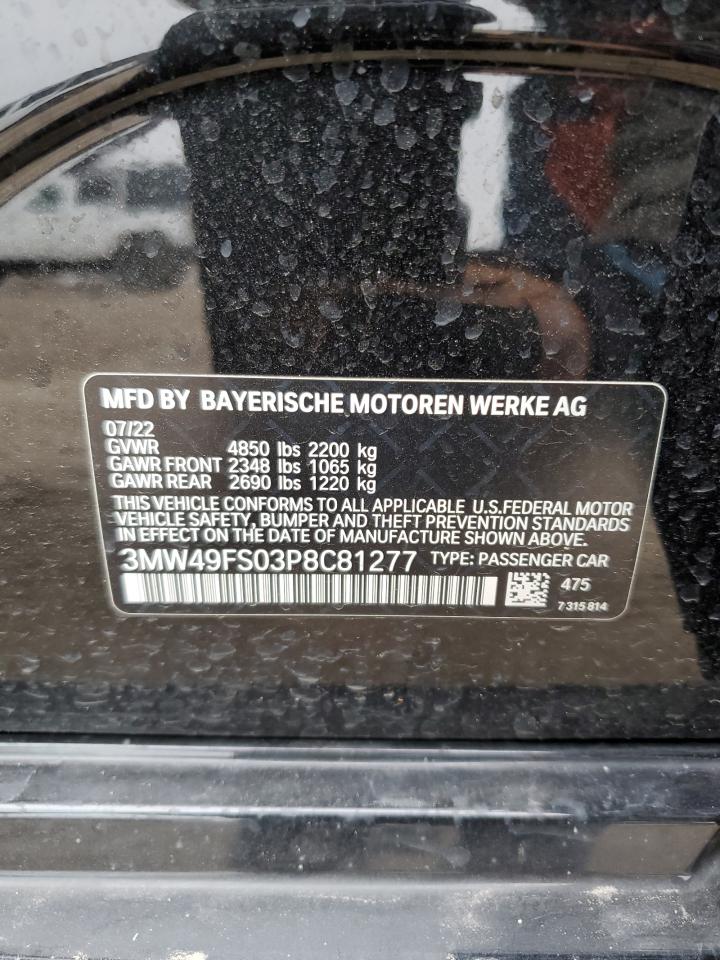 2023 BMW M340I  VIN:3MW49FS03P8C81277