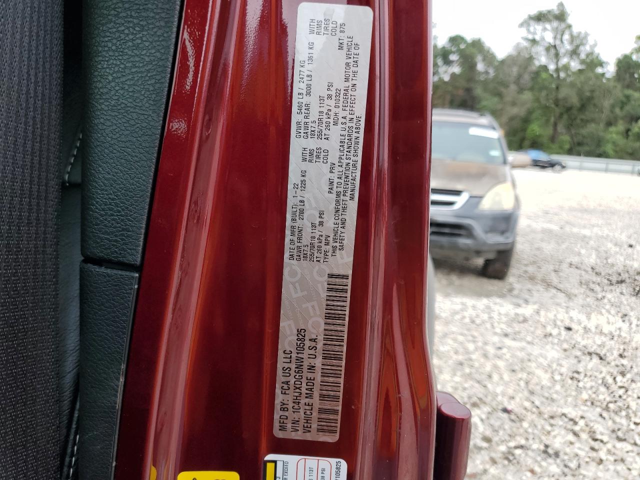 2022 JEEP WRANGLER UNLIMITED SPORT VIN:1C4HJXDG6NW105825