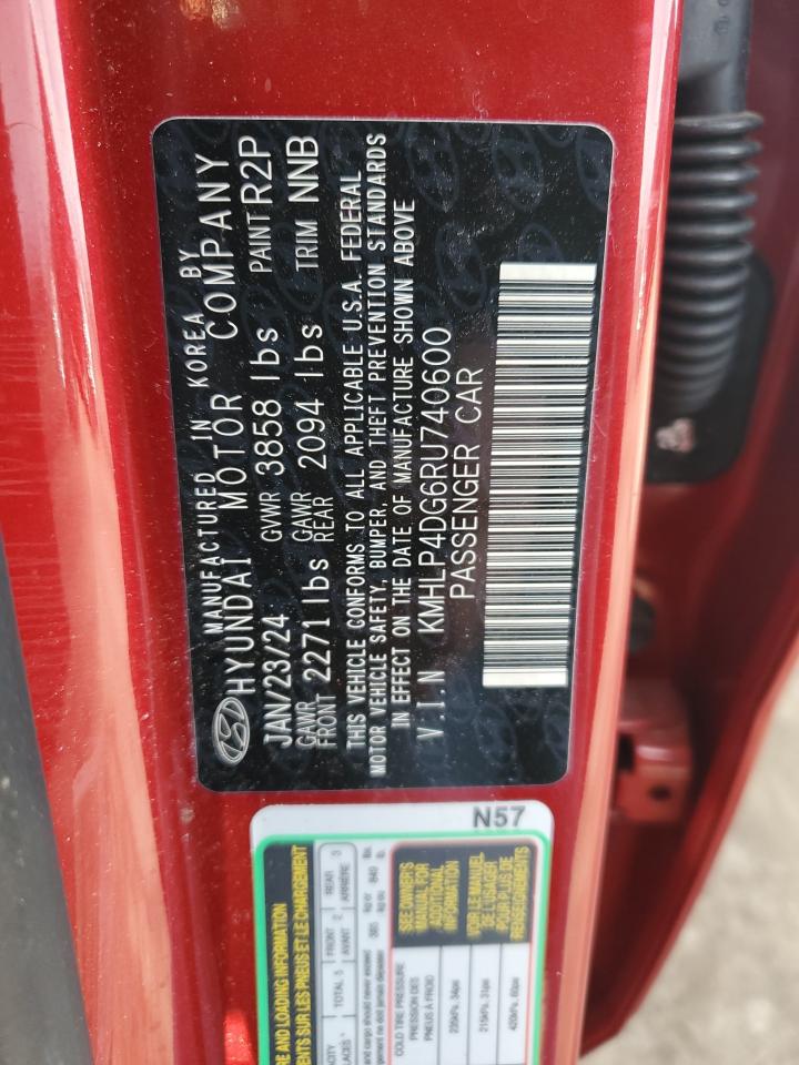 2024 HYUNDAI ELANTRA LIMITED VIN:KMHLP4DG6RU740600