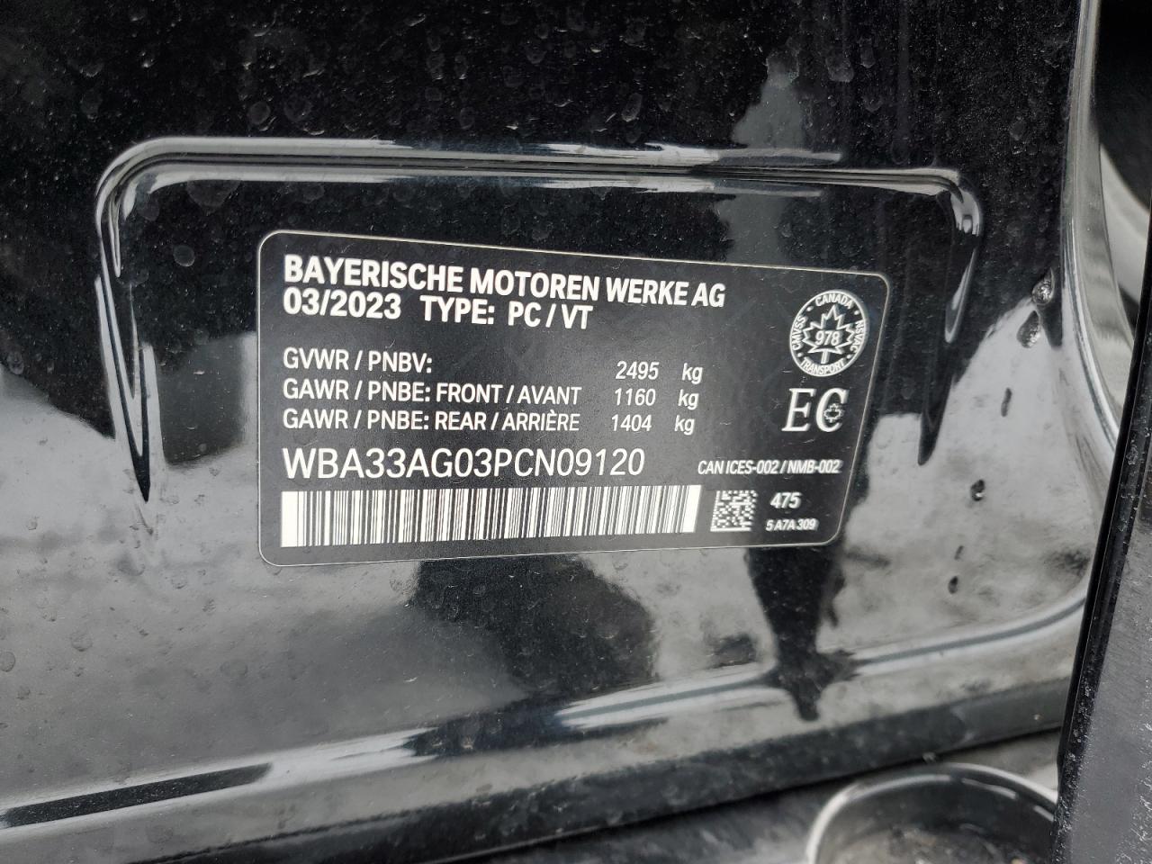 2023 BMW 530XE  VIN:WBA33AG03PCN09120