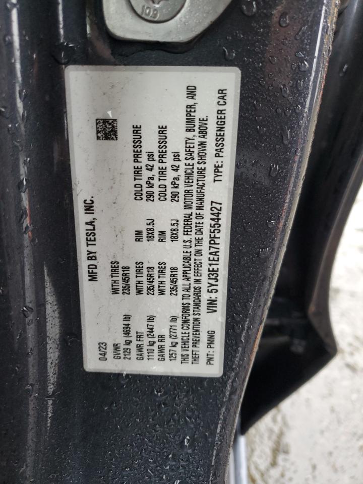 2023 TESLA MODEL 3  VIN:5YJ3E1EA7PF554427