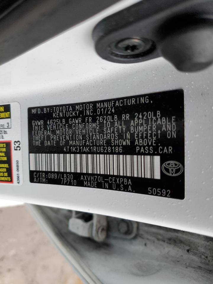 2024 TOYOTA CAMRY XSE VIN:4T1K31AK1RU628186