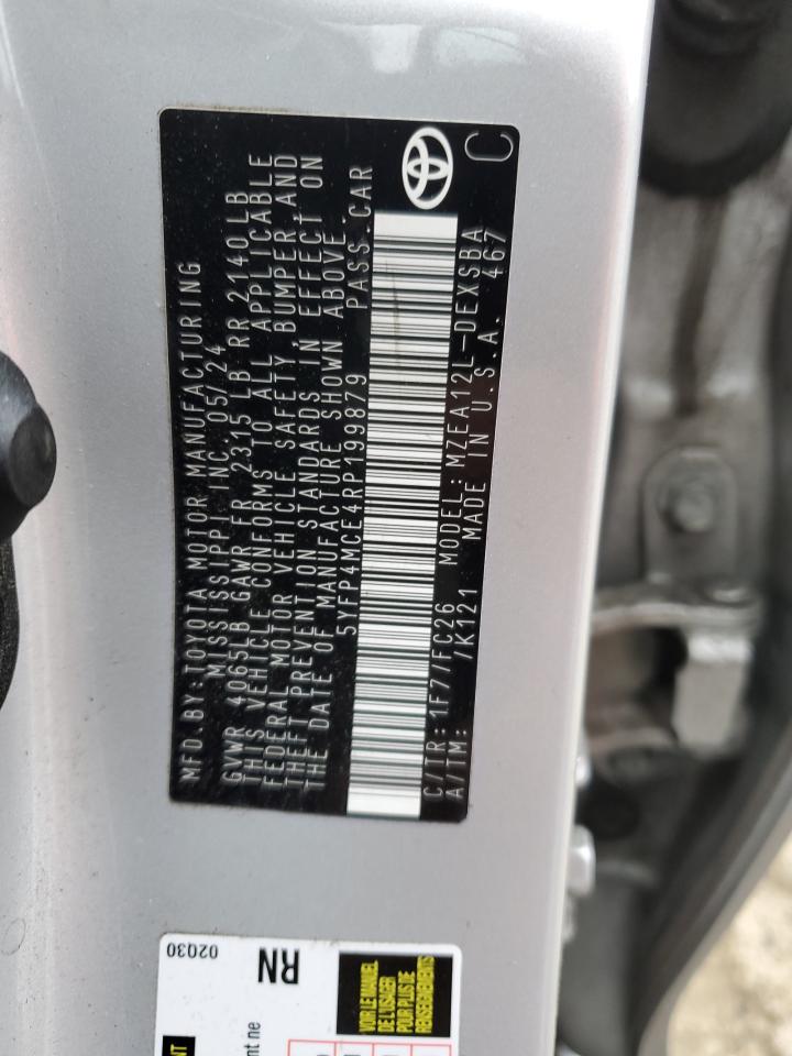 2024 TOYOTA COROLLA SE VIN:5YFP4MCE4RP199879