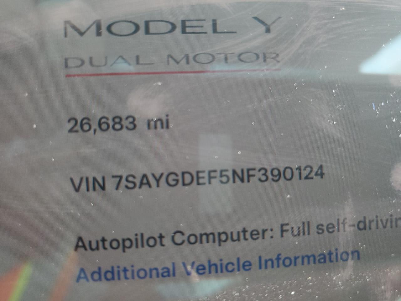 2022 TESLA MODEL Y  VIN:7SAYGDEF5NF390124