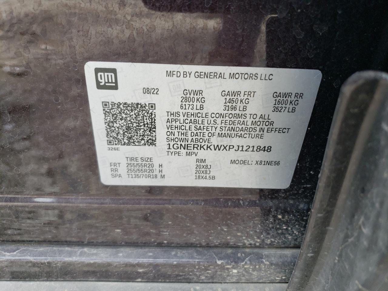 2023 CHEVROLET TRAVERSE PREMIER VIN:1GNERKKWXPJ121848