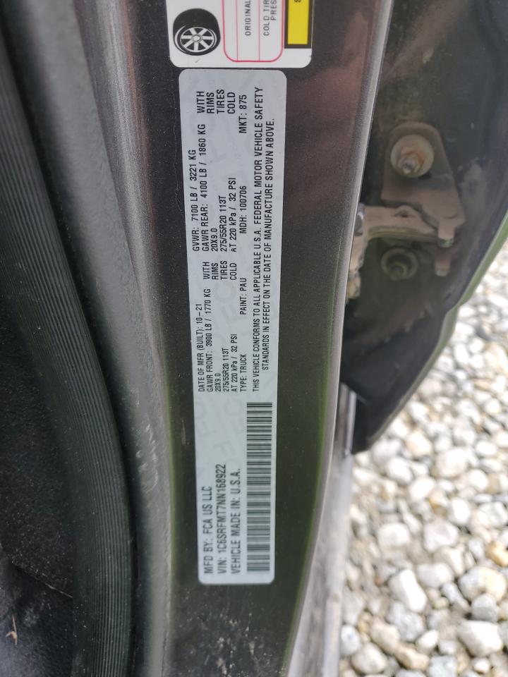 2022 RAM 1500 BIG HORN/LONE STAR VIN:1C6SRFMT7NN168922