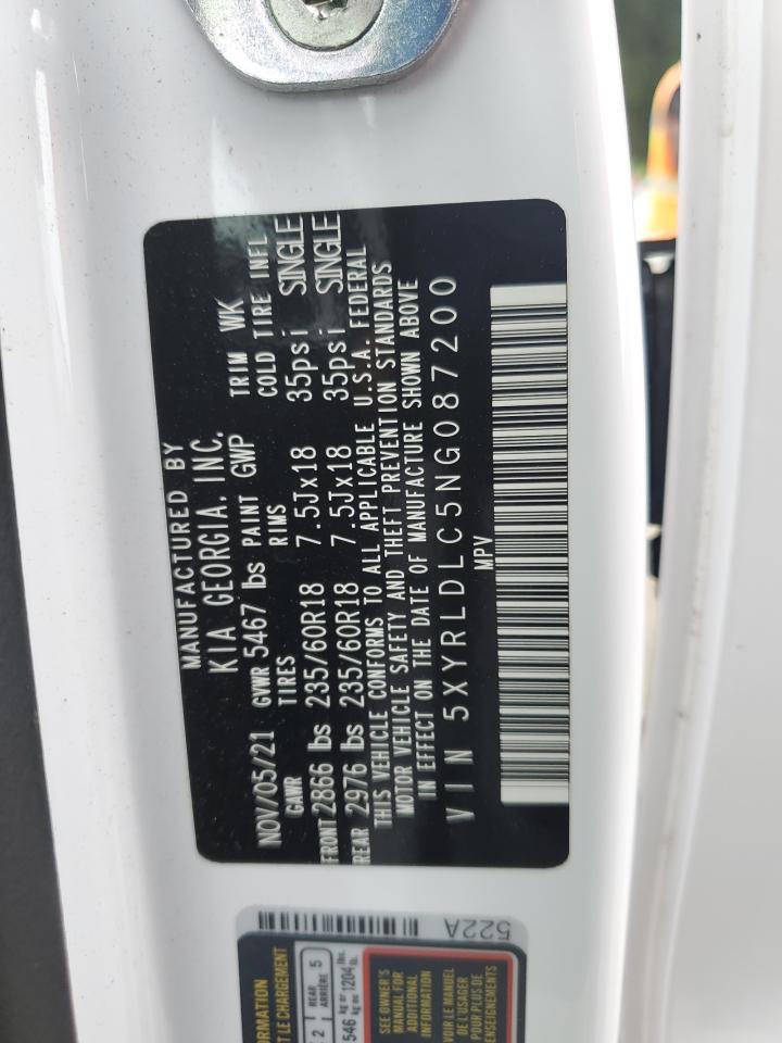 2022 KIA SORENTO S VIN:5XYRLDLC5NG087200