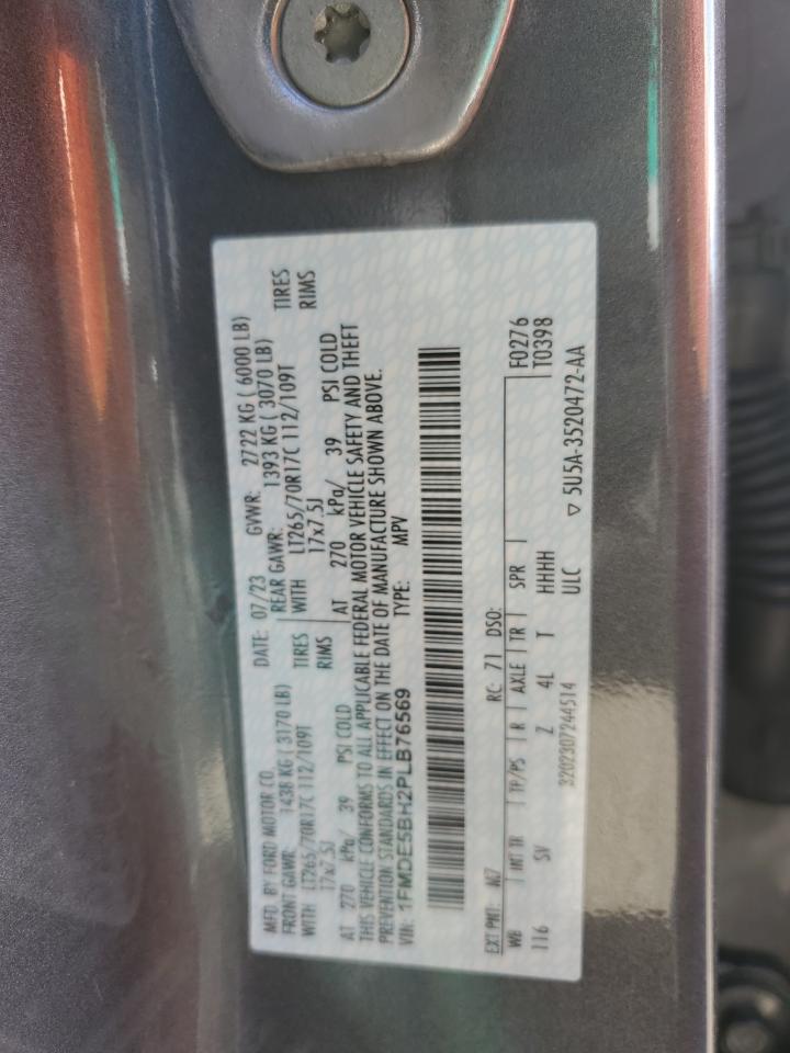 2023 FORD BRONCO BASE VIN:1FMDE5BH2PLB76569
