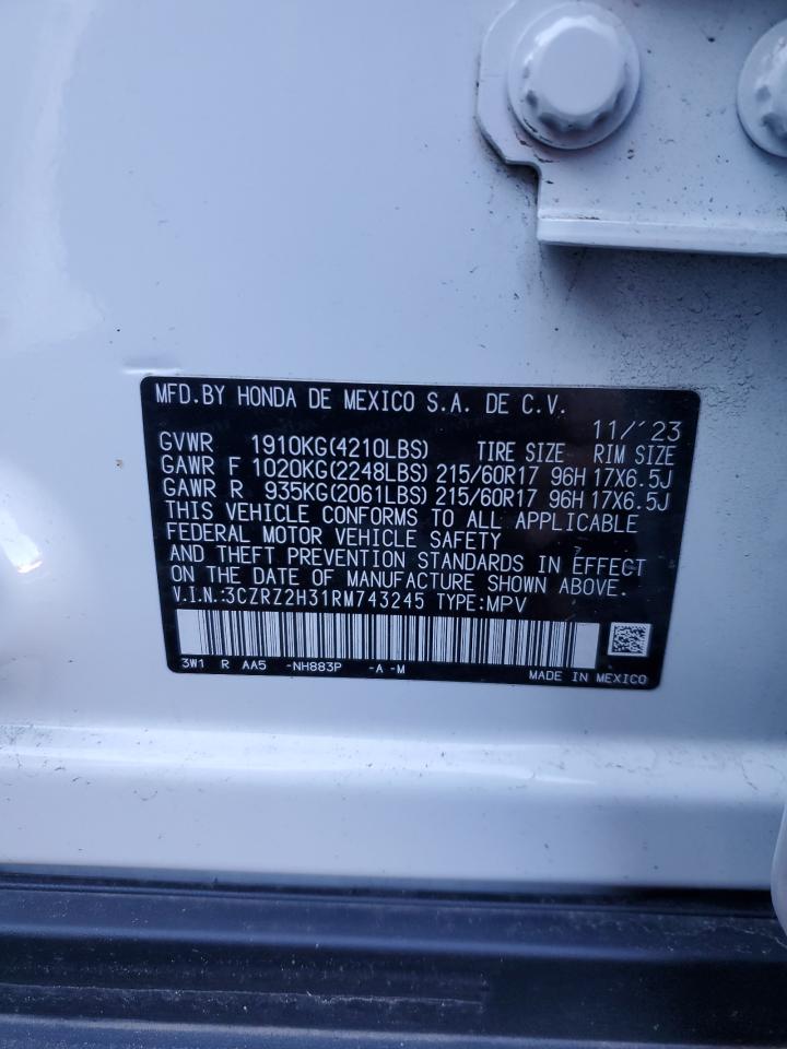 2024 HONDA HR-V LX VIN:3CZRZ2H31RM743245
