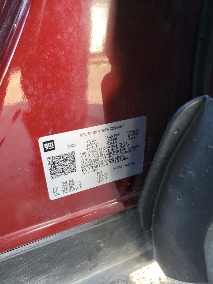 2023 CHEVROLET TRAILBLAZER RS VIN:KL79MUSL8PB137564