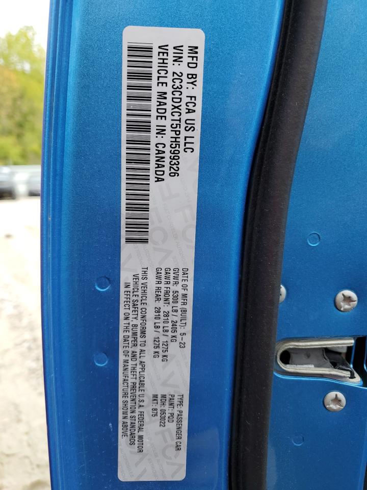 2023 DODGE CHARGER R/T VIN:2C3CDXCT5PH599326