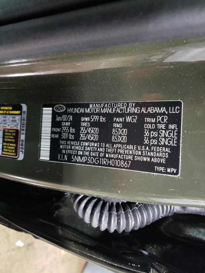 2024 HYUNDAI SANTA FE LIMITED VIN:5NMP3DG11RH010867