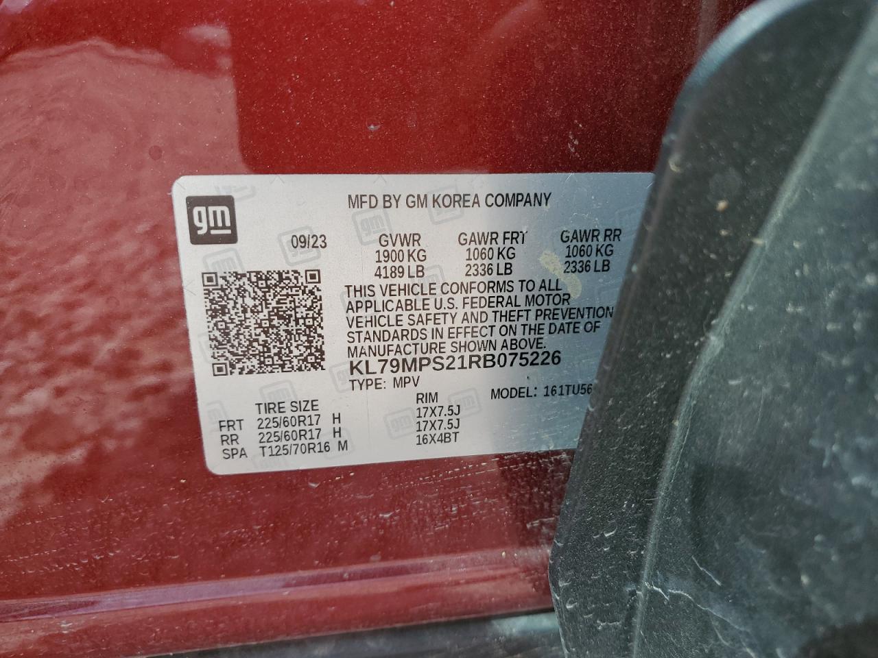 2024 CHEVROLET TRAILBLAZER LT VIN:KL79MPS21RB075226