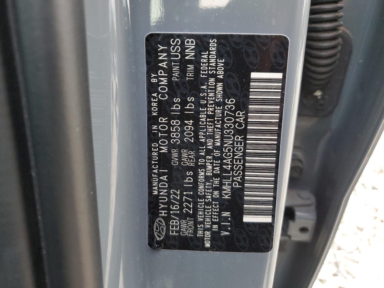 2022 HYUNDAI ELANTRA SE VIN:KMHLL4AG5NU330736
