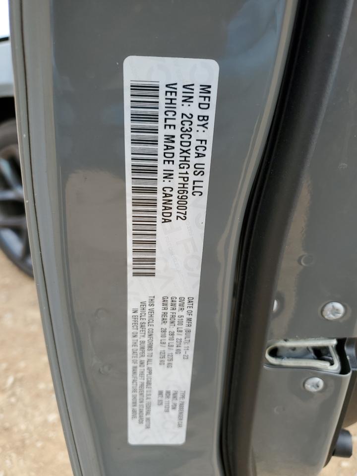 2023 DODGE CHARGER GT VIN:2C3CDXHG1PH690072