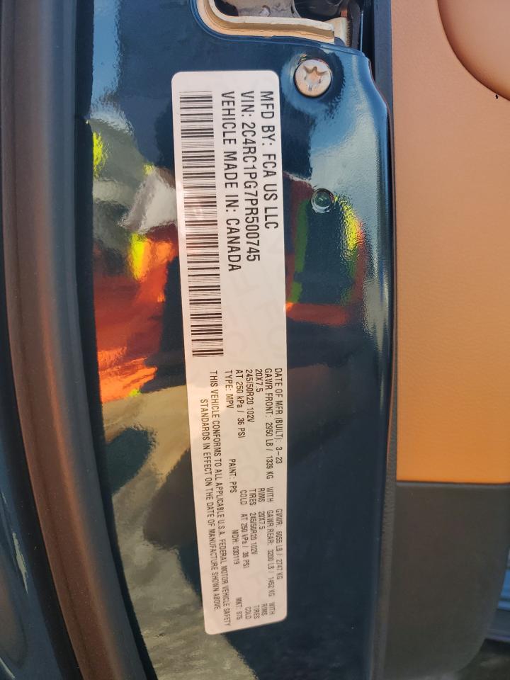 2023 CHRYSLER PACIFICA PINNACLE VIN:2C4RC1PG7PR500745