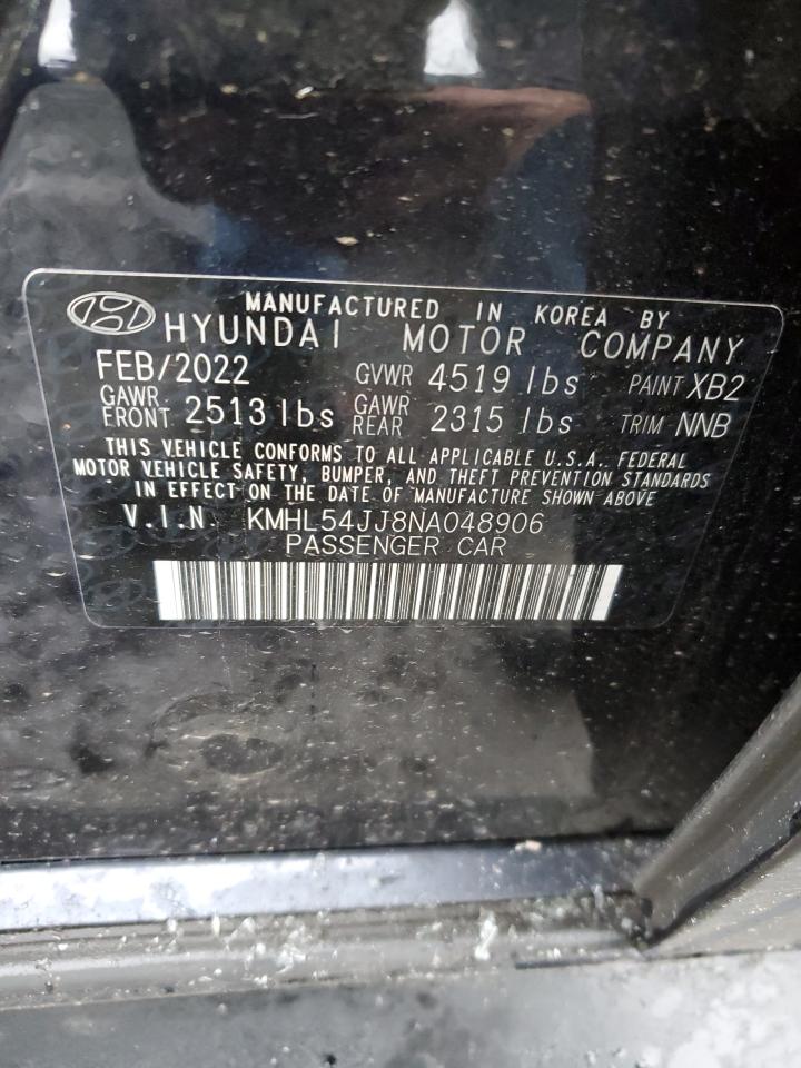 2022 HYUNDAI SONATA HYBRID VIN:KMHL54JJ8NA048906
