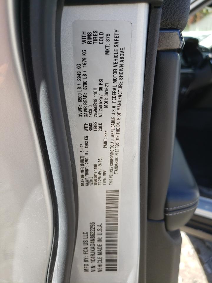 2022 JEEP GRAND CHEROKEE L LAREDO VIN:1C4RJKAG4N8622296