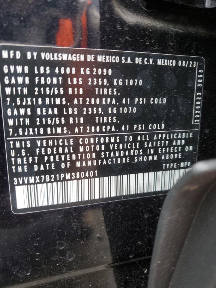 2023 VOLKSWAGEN TAOS S VIN:3VVMX7B21PM380401
