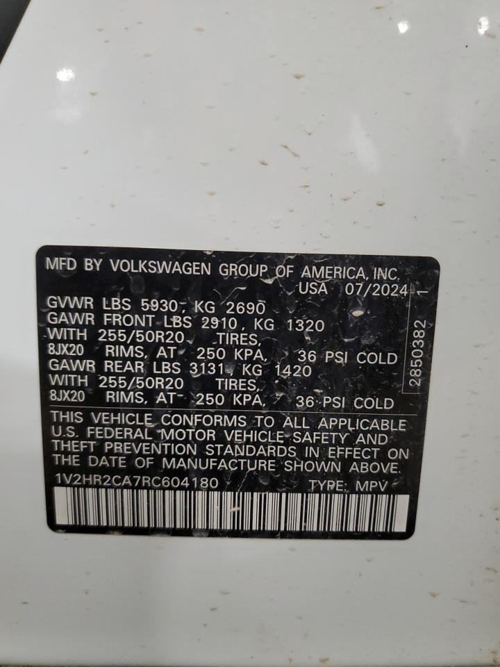 2024 VOLKSWAGEN ATLAS SE VIN:1V2HR2CA7RC604180