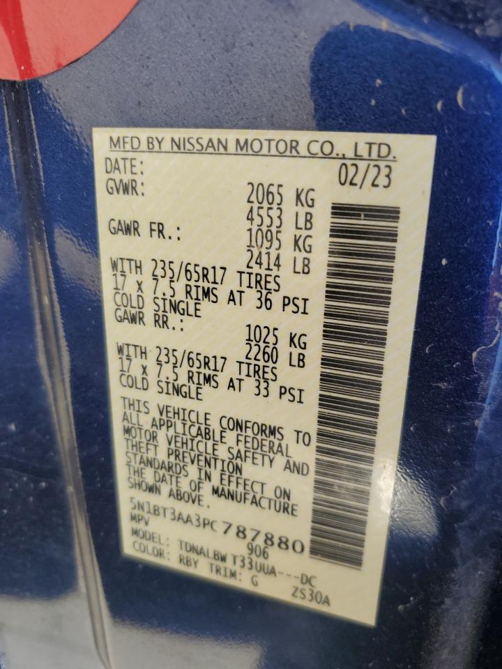 2023 NISSAN ROGUE S VIN:5N1BT3AA3PC787880
