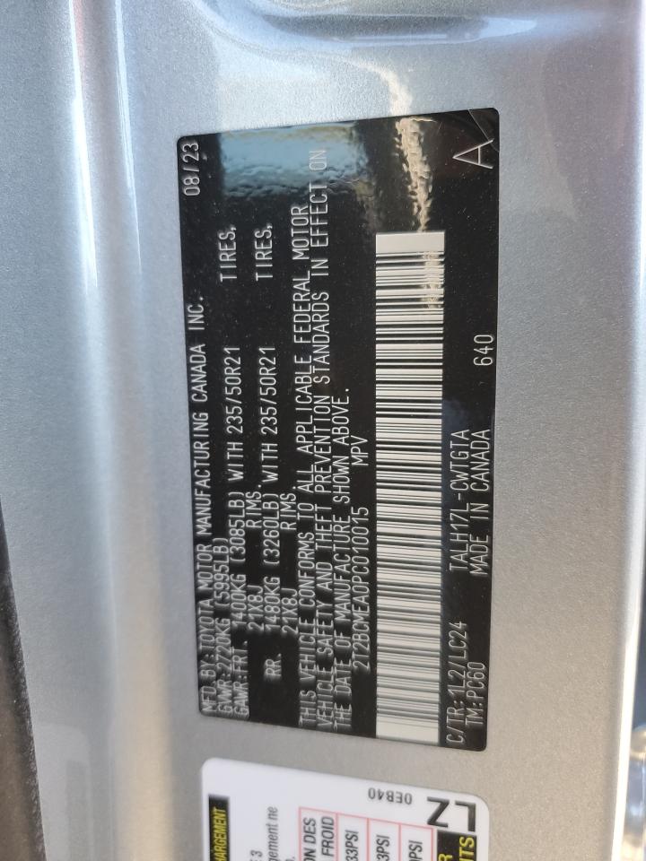 2023 LEXUS RX 500H F SPORT VIN:2T2BCMEA0PC010015