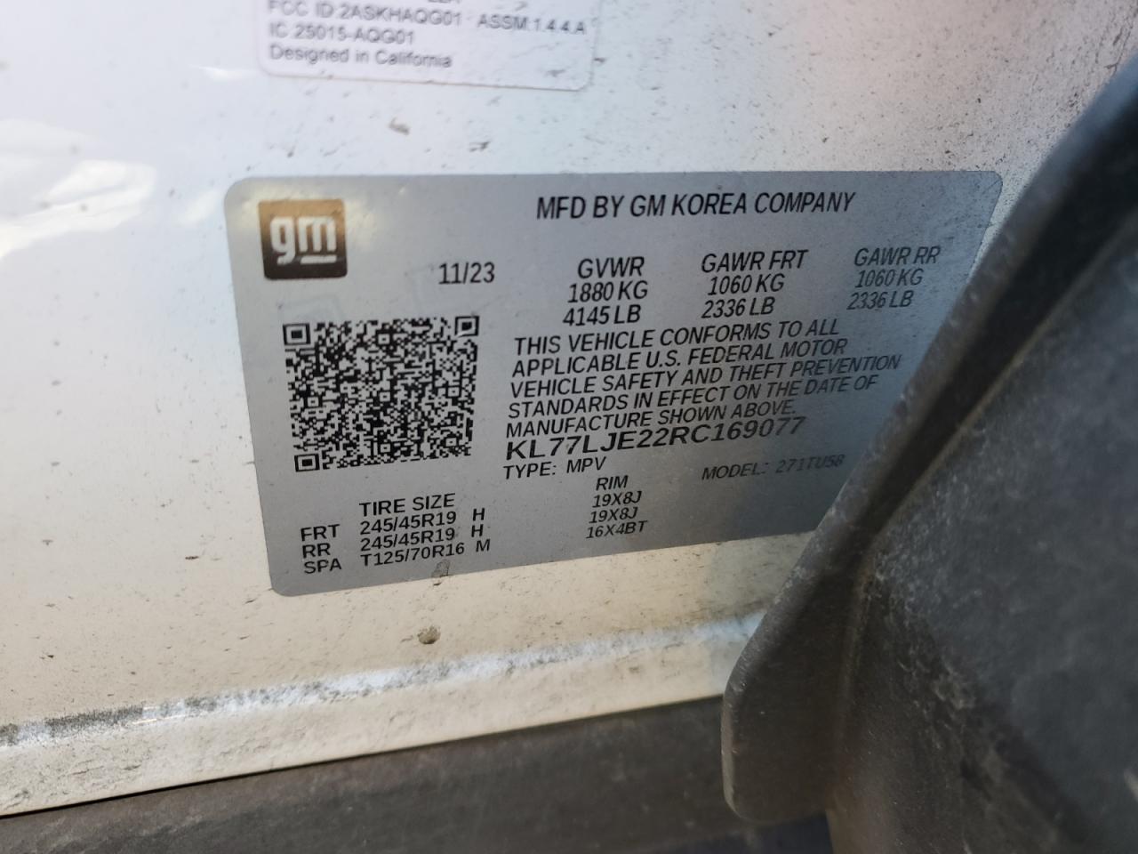 2024 CHEVROLET TRAX 2RS VIN:KL77LJE22RC169077