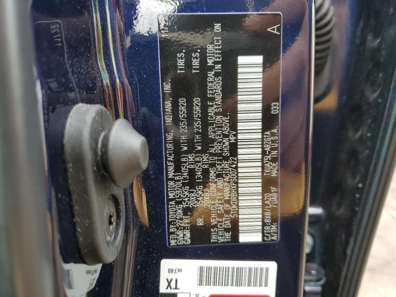 2023 TOYOTA HIGHLANDER L VIN:5TDKDRBHXPS007422