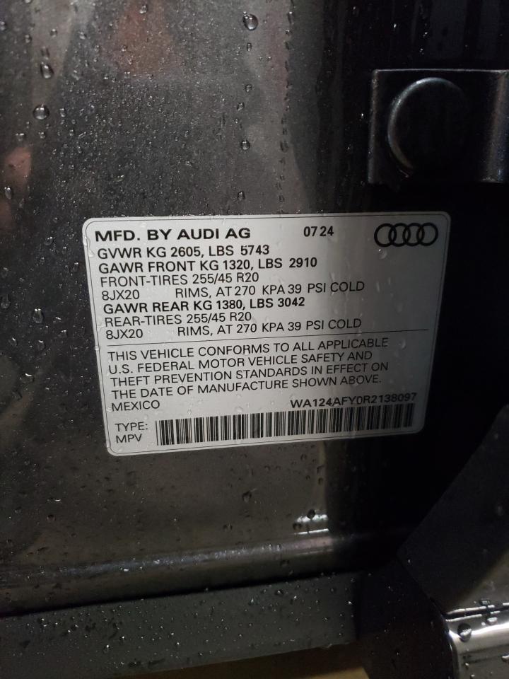 2024 AUDI SQ5 SPORTBACK PREMIUM PLUS VIN:WA124AFY0R2138097