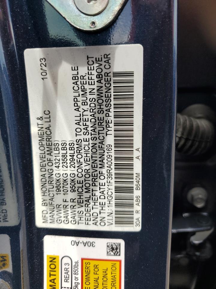 2024 HONDA ACCORD EX VIN:1HGCY1F39RA009169