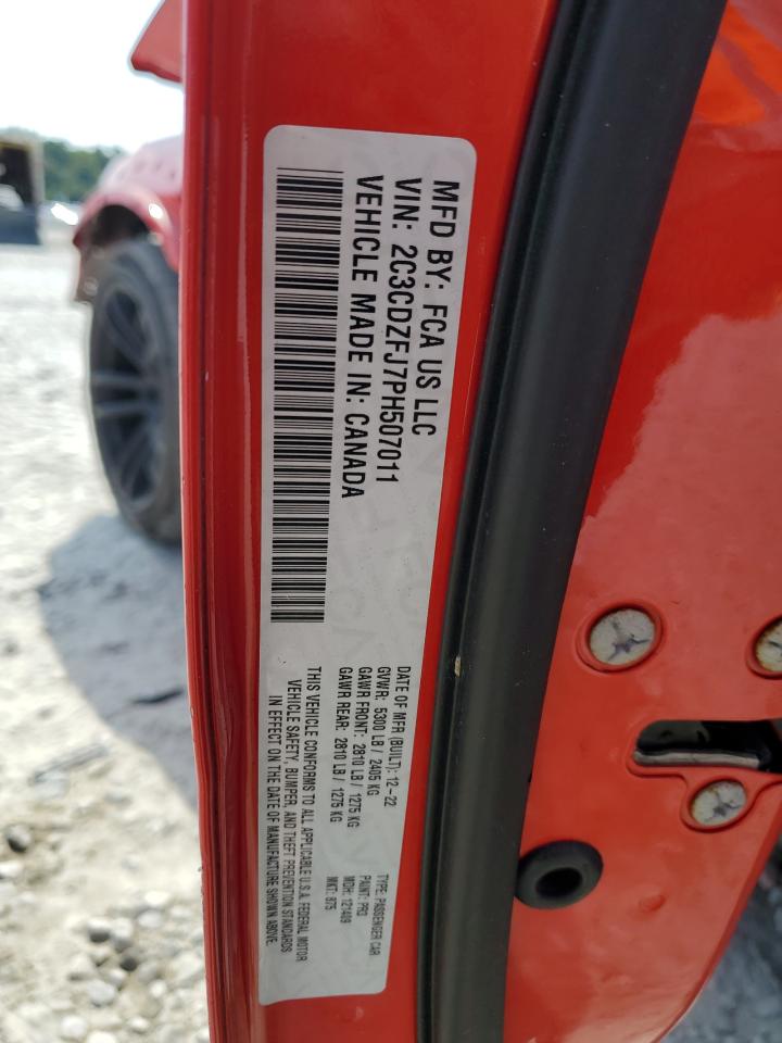 2023 DODGE CHALLENGER R/T SCAT PACK VIN:2C3CDZFJ7PH507011