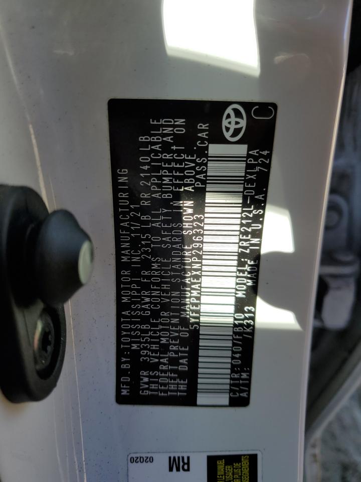 2022 TOYOTA COROLLA LE VIN:5YFEPMAEXNP296323