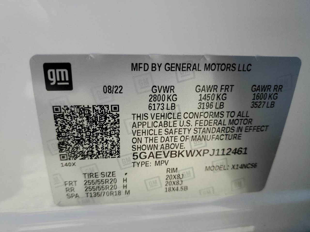 2023 BUICK ENCLAVE PREMIUM VIN:5GAEVBKWXPJ112461