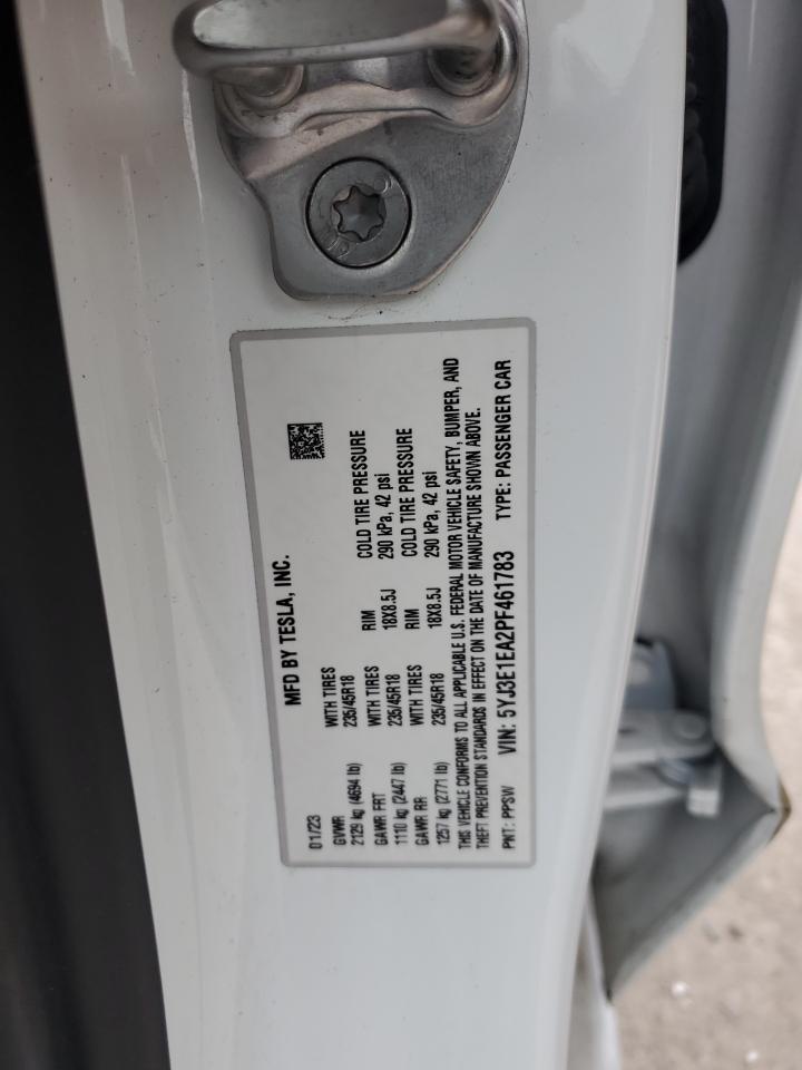 2023 TESLA MODEL 3  VIN:5YJ3E1EA2PF461783