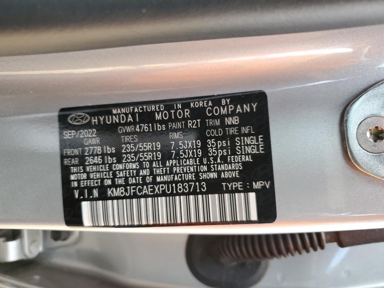 2023 HYUNDAI TUCSON N LINE VIN:KM8JFCAEXPU183713