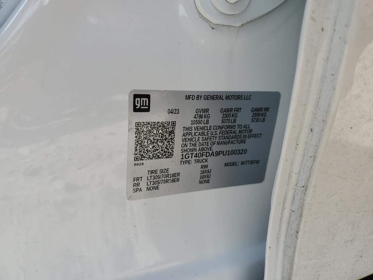 2023 GMC HUMMER PICKUP 3X VIN:1GT40FDA9PU100320