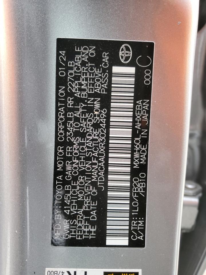 2024 TOYOTA PRIUS LE VIN:JTDACAAUXR3024496