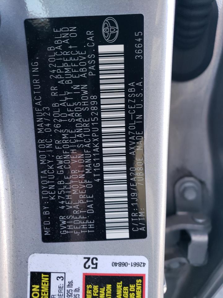 2023 TOYOTA CAMRY SE NIGHT SHADE VIN:4T1G11AKXPU152898