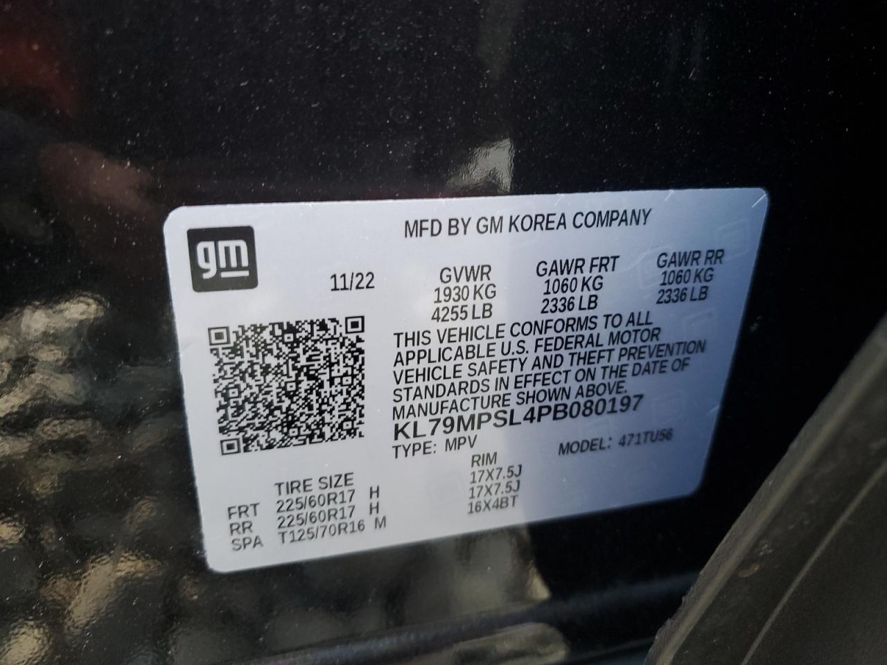 2023 CHEVROLET TRAILBLAZER LT VIN:KL79MPSL4PB080197