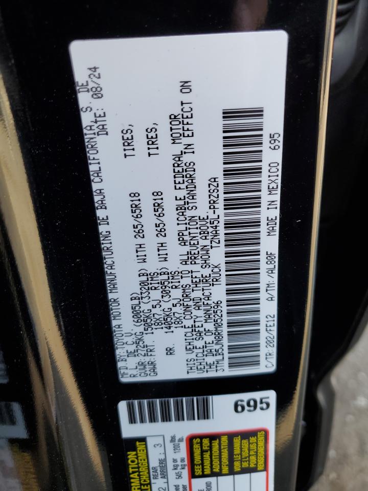 2024 TOYOTA TACOMA DOUBLE CAB VIN:3TMLB5JN8RM052596