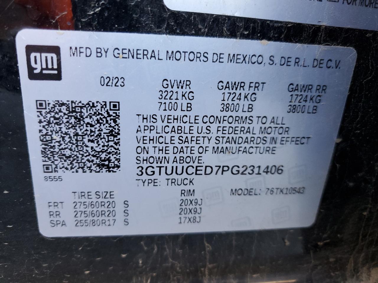 2023 GMC SIERRA K1500 ELEVATION VIN:3GTUUCED7PG231406