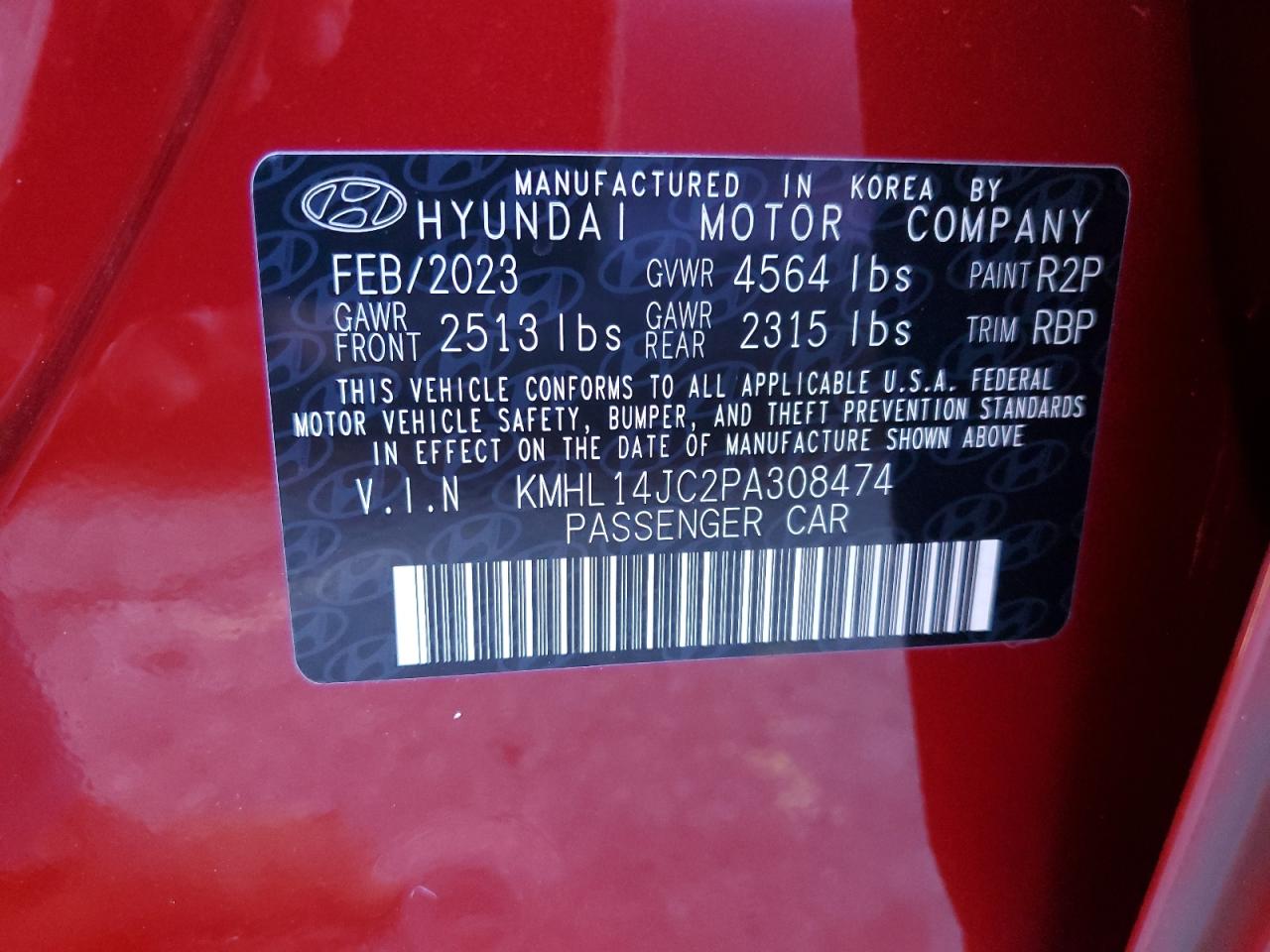 2023 HYUNDAI SONATA N LINE VIN:KMHL14JC2PA308474