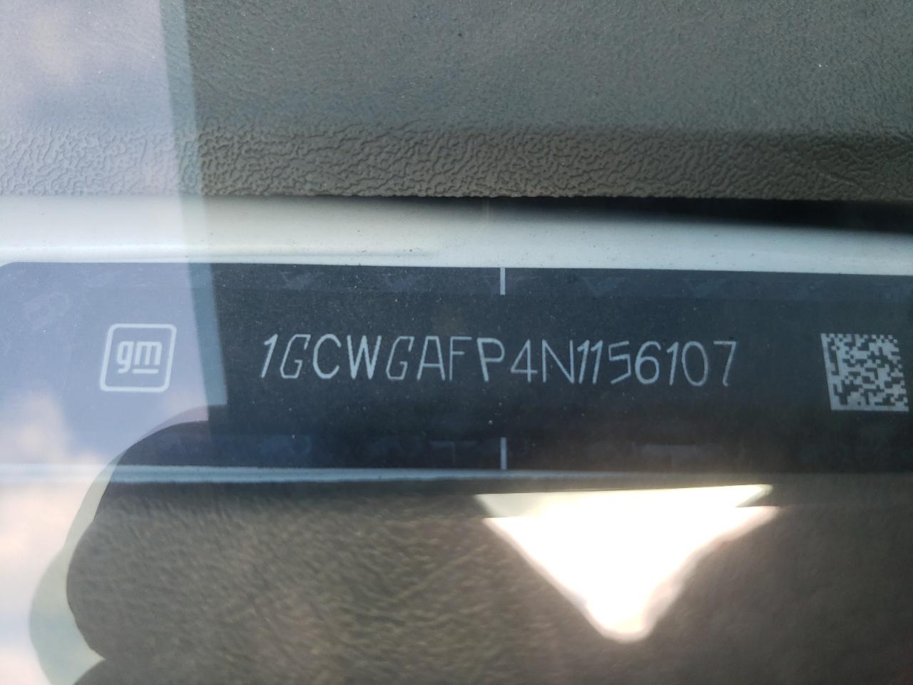 2022 CHEVROLET EXPRESS G2500 VIN:1GCWGAFP4N1156107