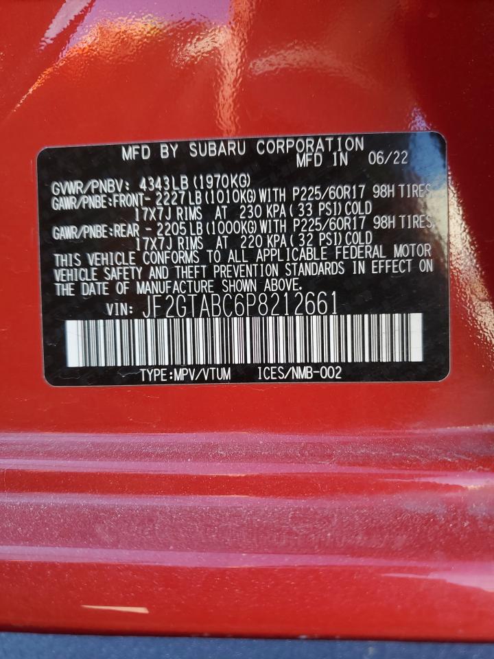 2023 SUBARU CROSSTREK  VIN:JF2GTABC6P8212661