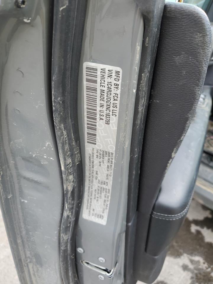 2022 DODGE DURANGO GT VIN:1C4RDJDGXNC183759