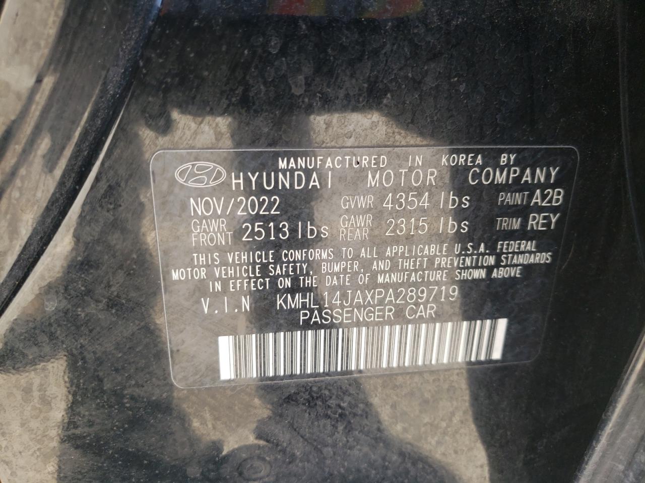 2023 HYUNDAI SONATA SEL VIN:KMHL14JAXPA289719