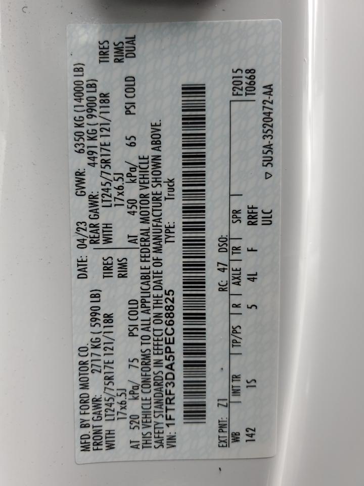 2023 FORD F350 SUPER DUTY VIN:1FTRF3DA5PEC68825