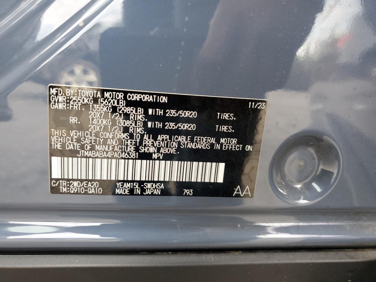 2023 SUBARU SOLTERRA PREMIUM VIN:JTMABABA4PA046381