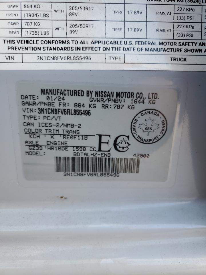2024 NISSAN VERSA SR VIN:3N1CN8FV6RL855496